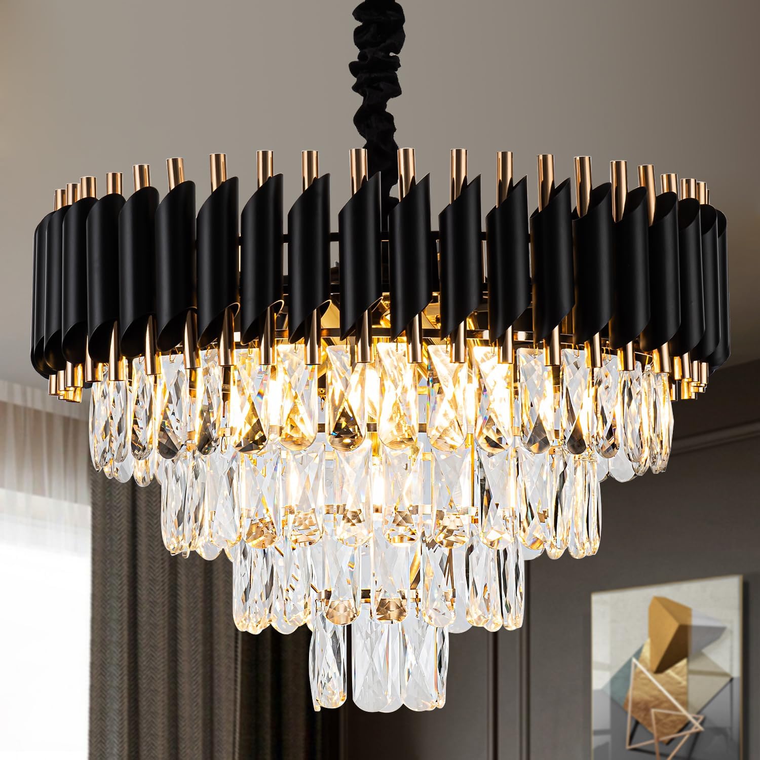 Luxe Contemporary Modern Crystal Chandelier