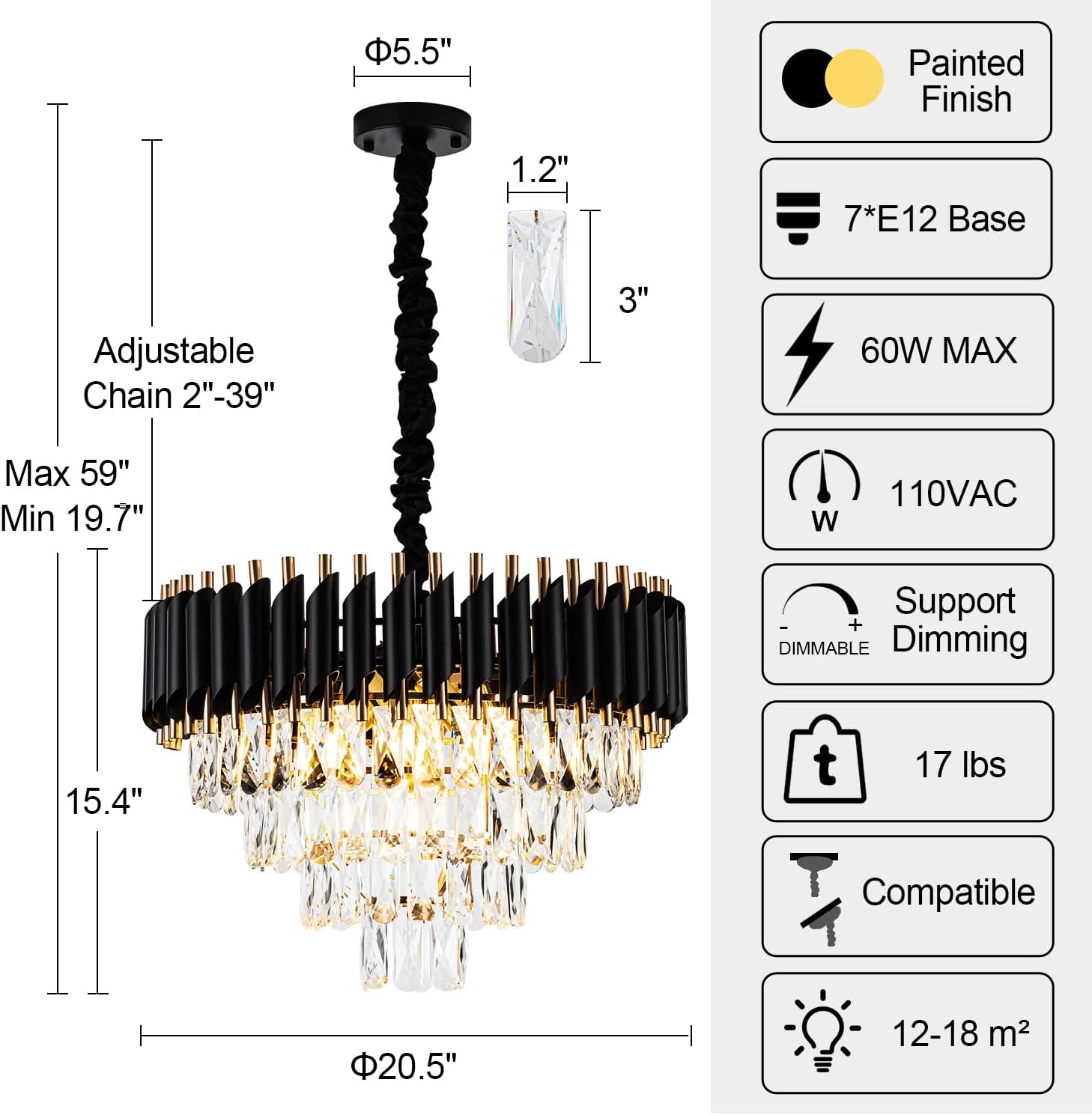 Luxe Contemporary Modern Crystal Chandelier